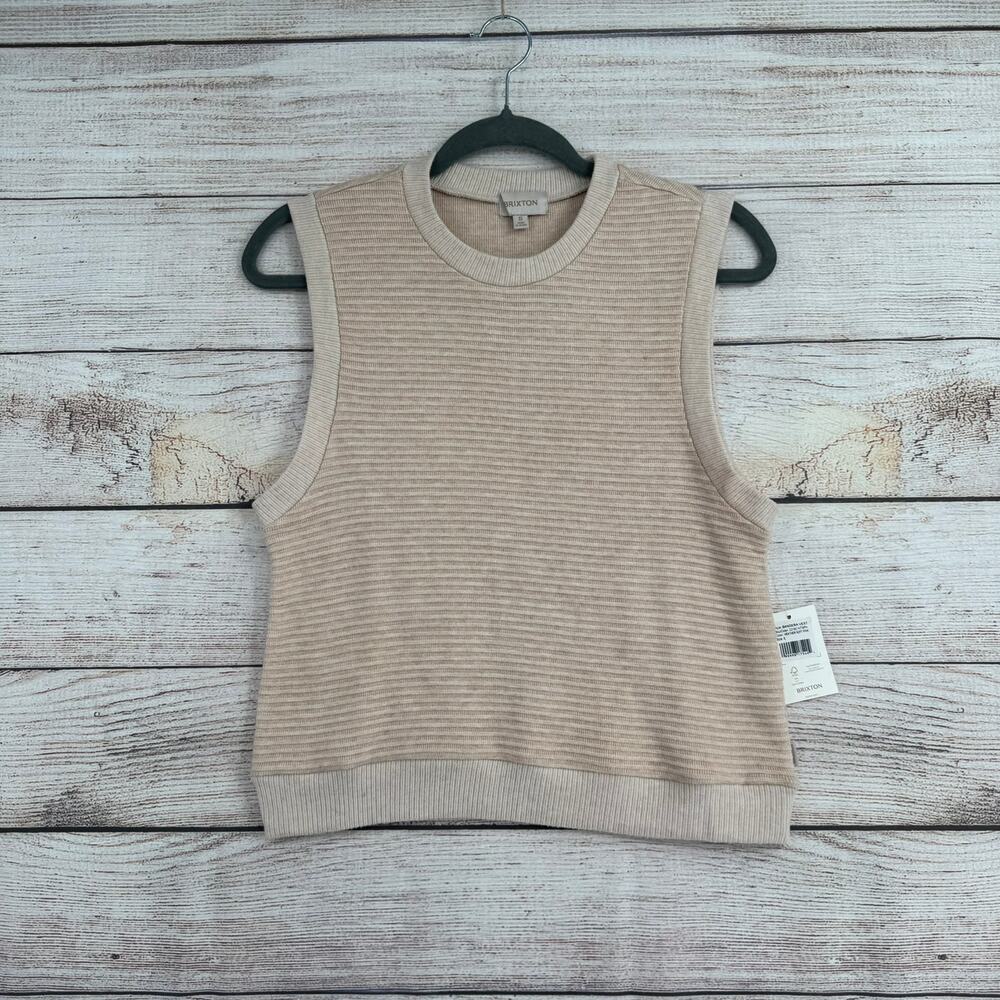 Brixton Bandera Sweater Vest Womens Small Heather Soft Pink NEW